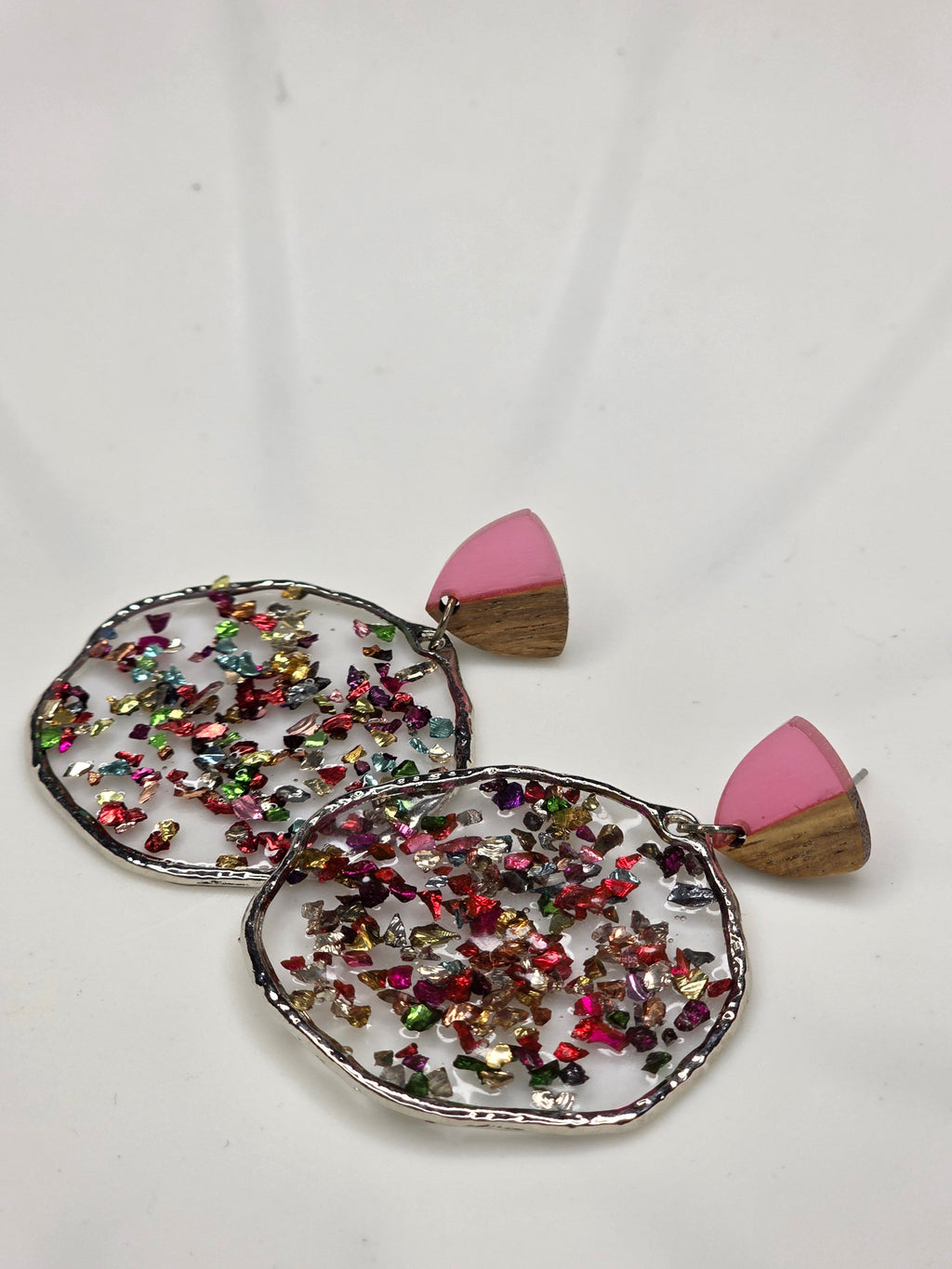 Confetti Glitter Wood & Resin Hoop Earrings