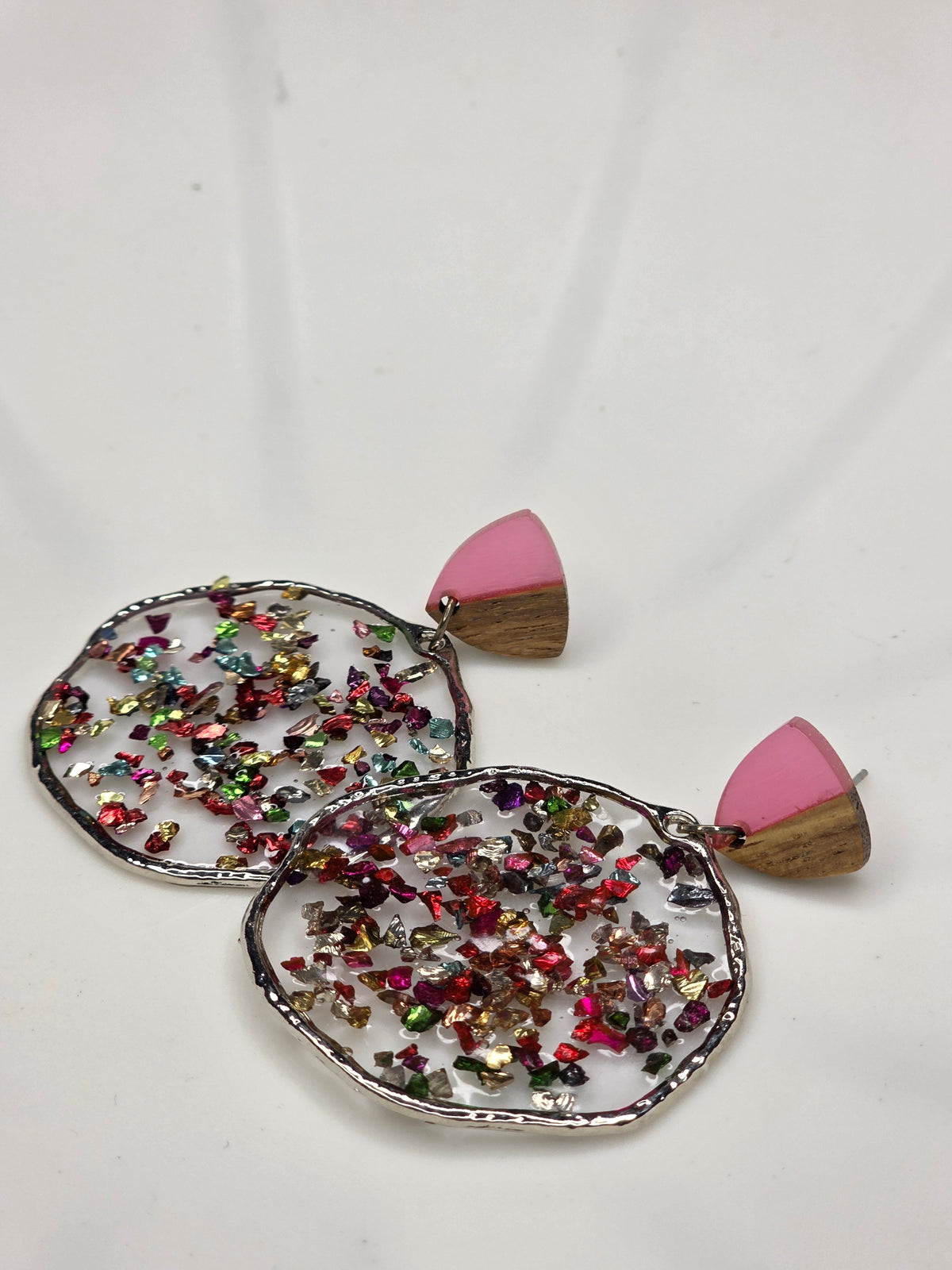 Confetti Glitter Wood & Resin Hoop Earrings