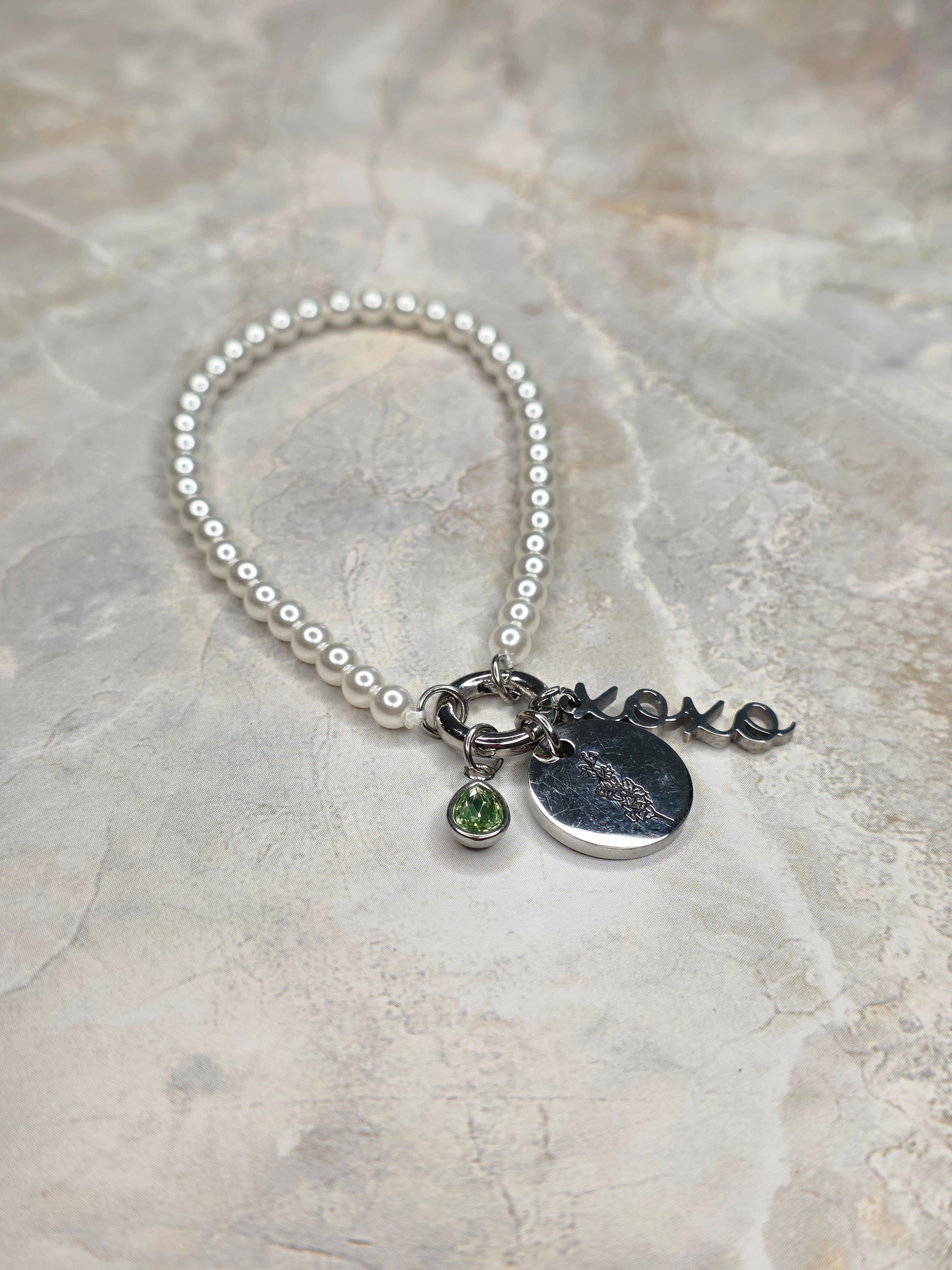 August Birthstone Charm Bracelet