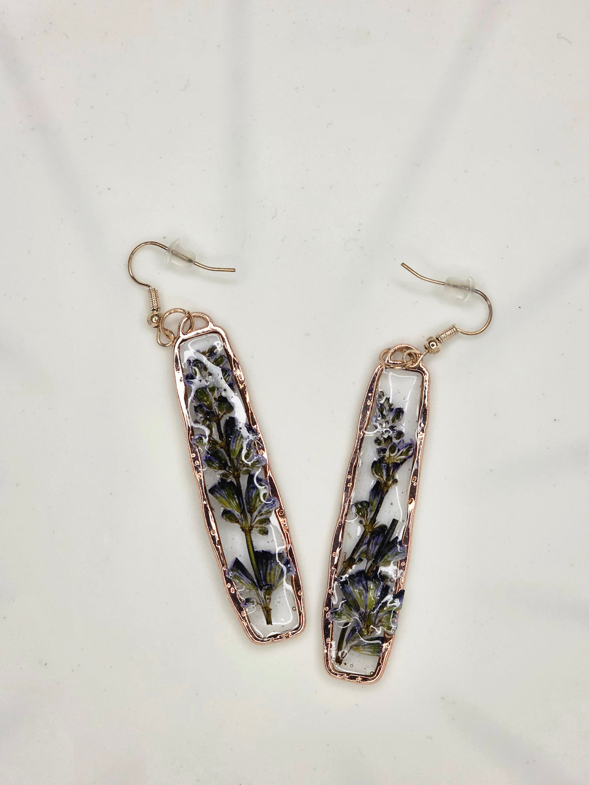 Pressed Lavender Resin Drop Earrings