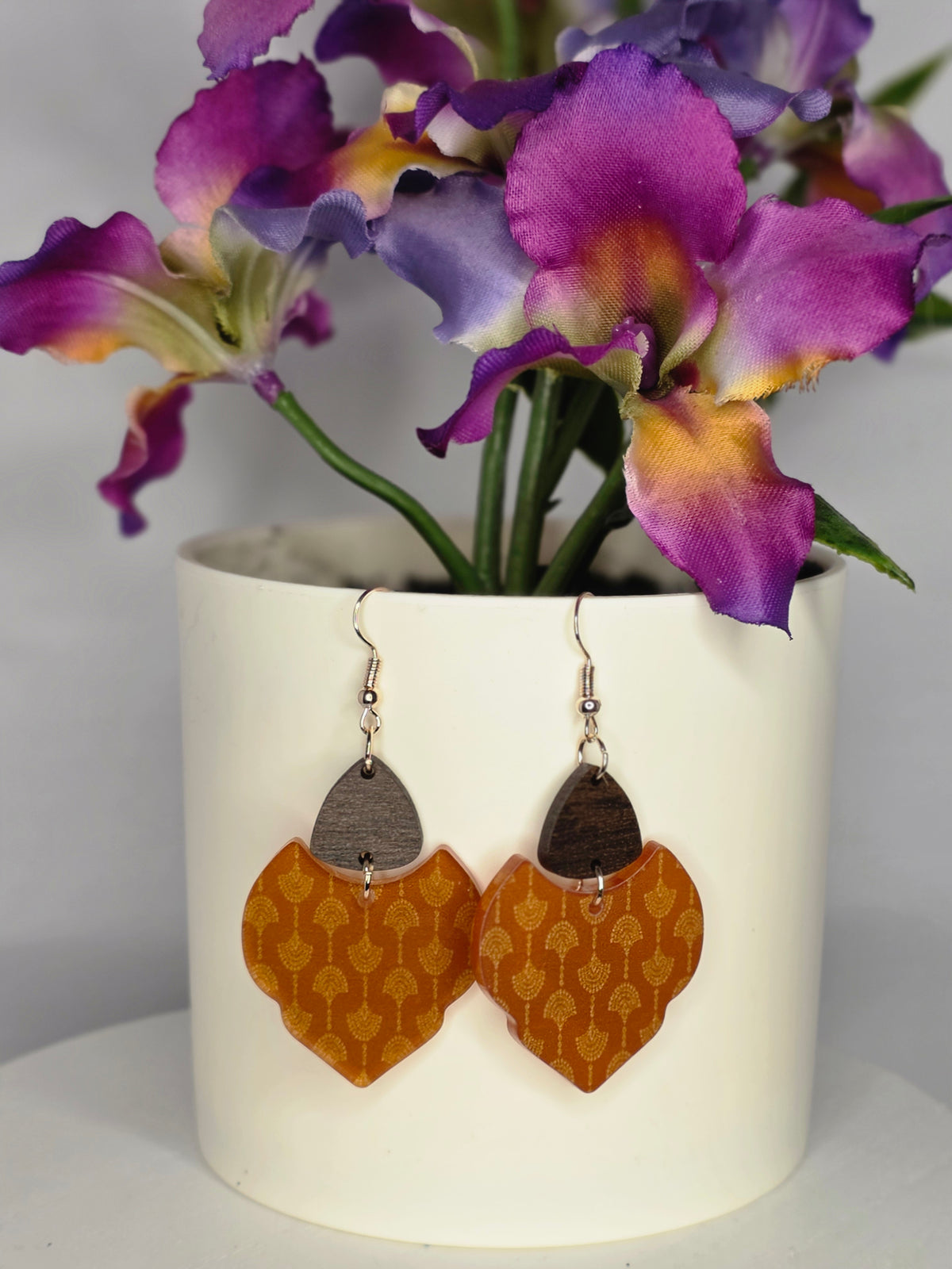 Orange Geometric Boho Earrings