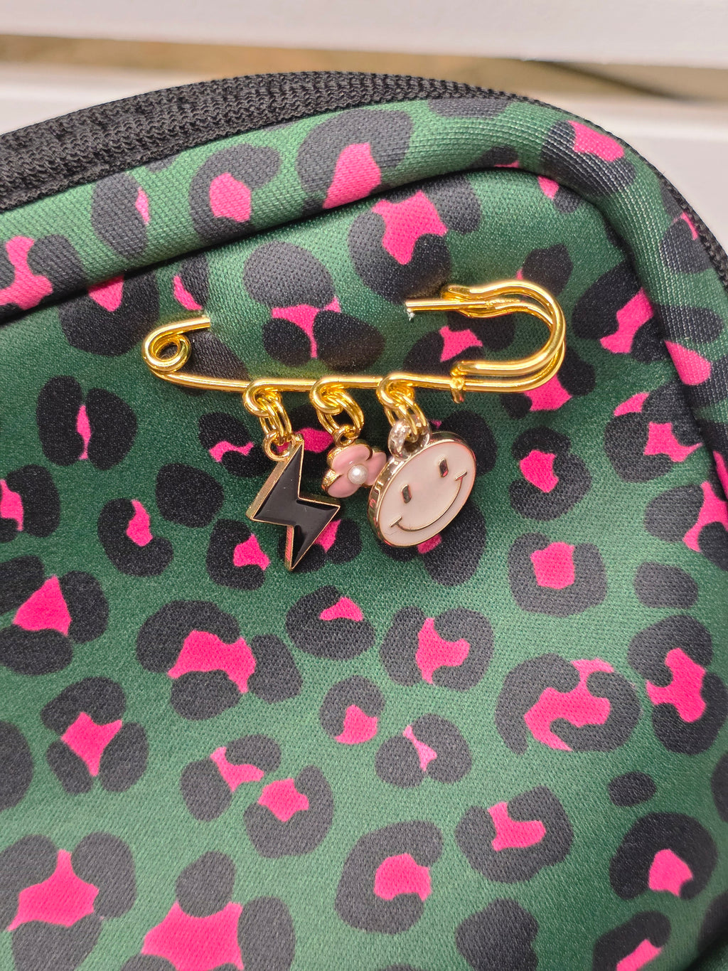 Green Leopard Charm Crossbody Bag