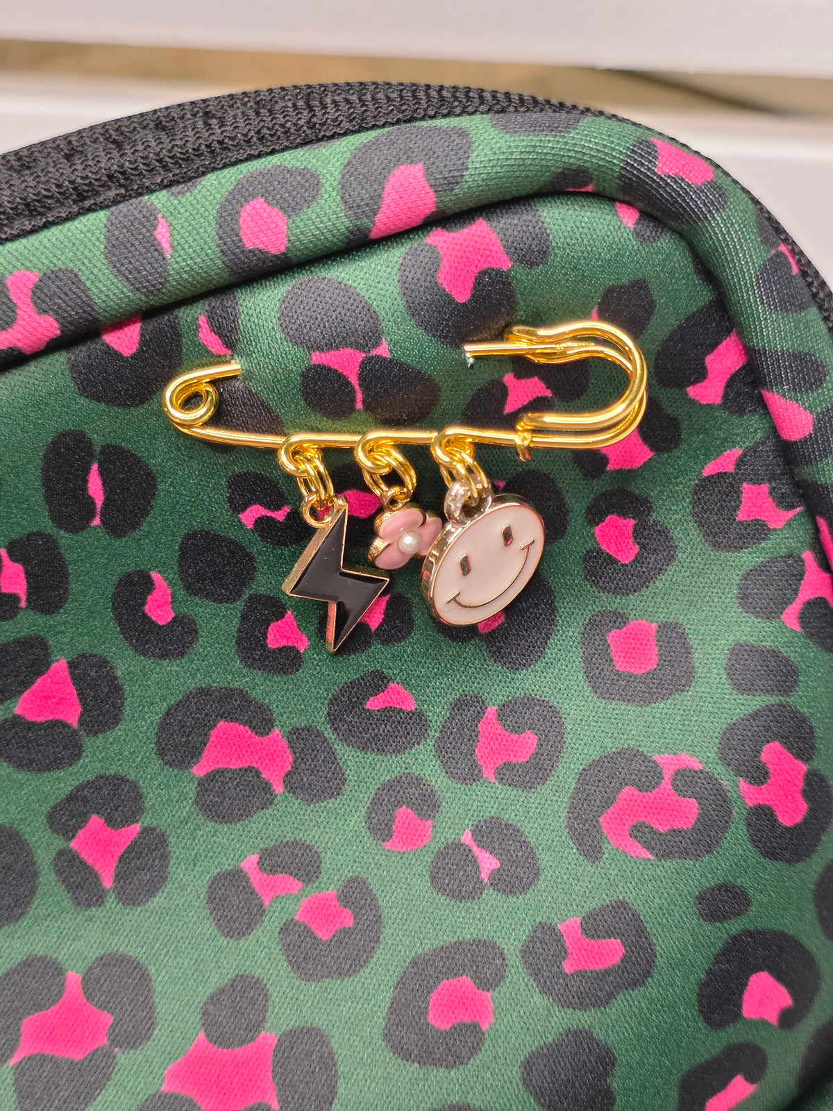 Green Leopard Charm Crossbody Bag