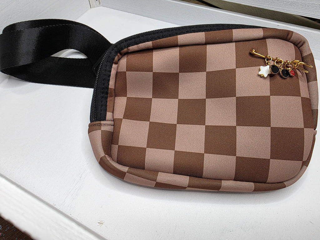 Checkered Charm Crossbody Bag