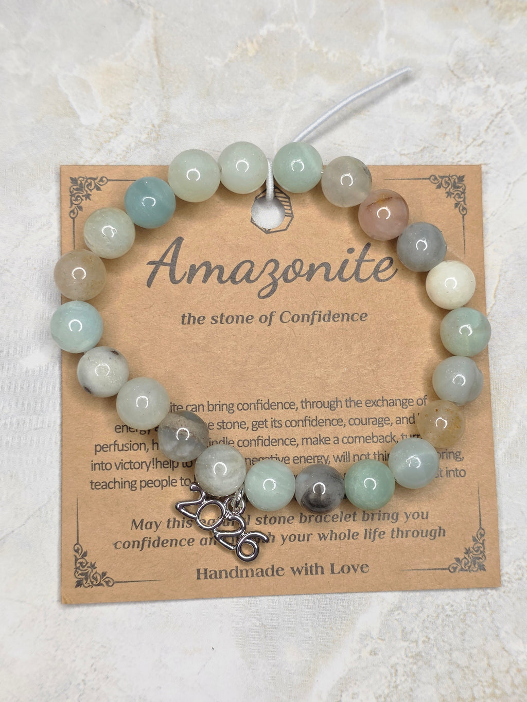 Amazonite Stone of Confidence Bracelet with 2026 Charm