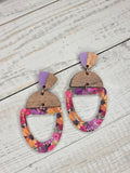 Wildflower Acrylic & Wood Dangle Earrings