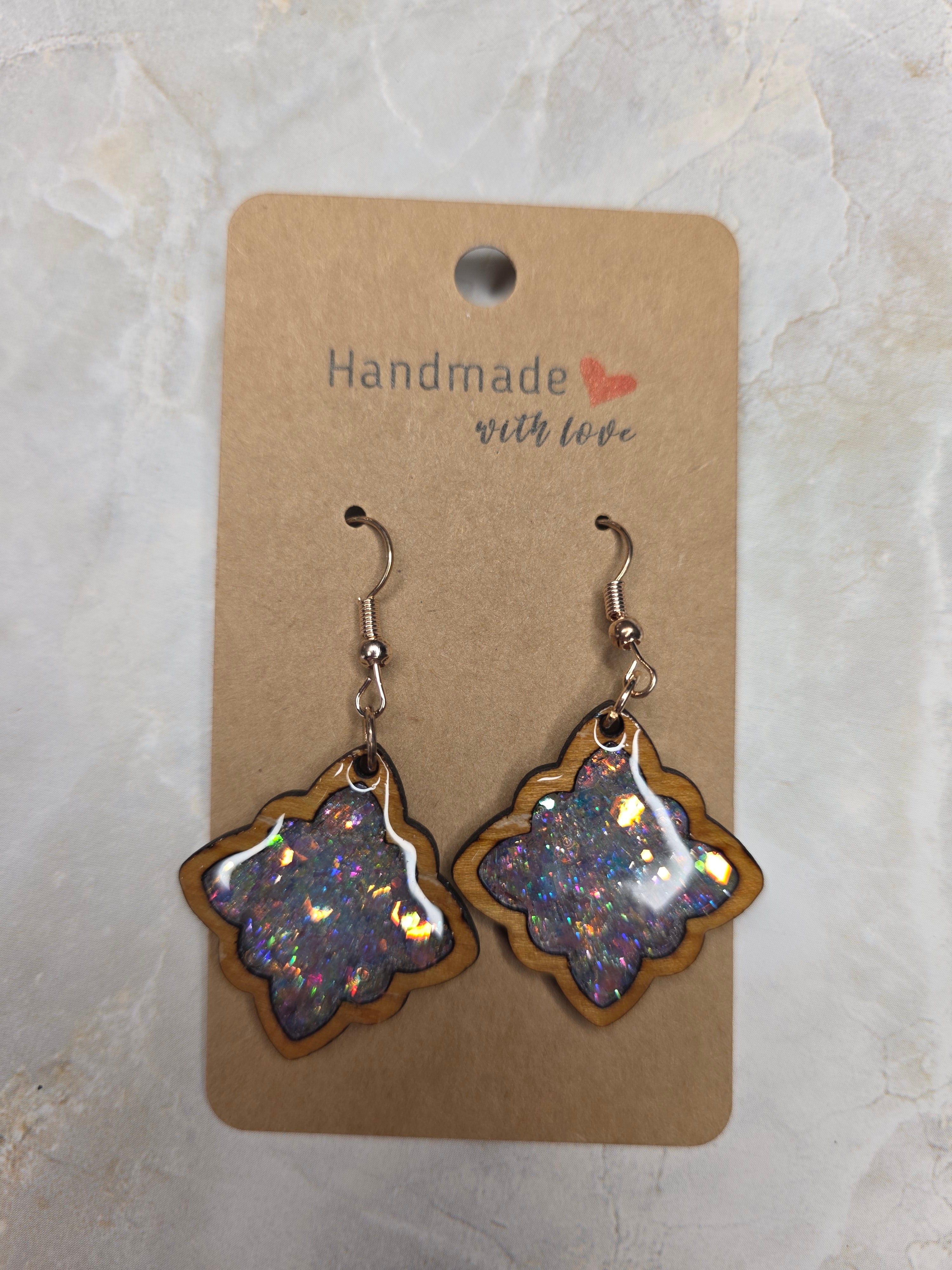 Opal Iridescent Geometric Earrings