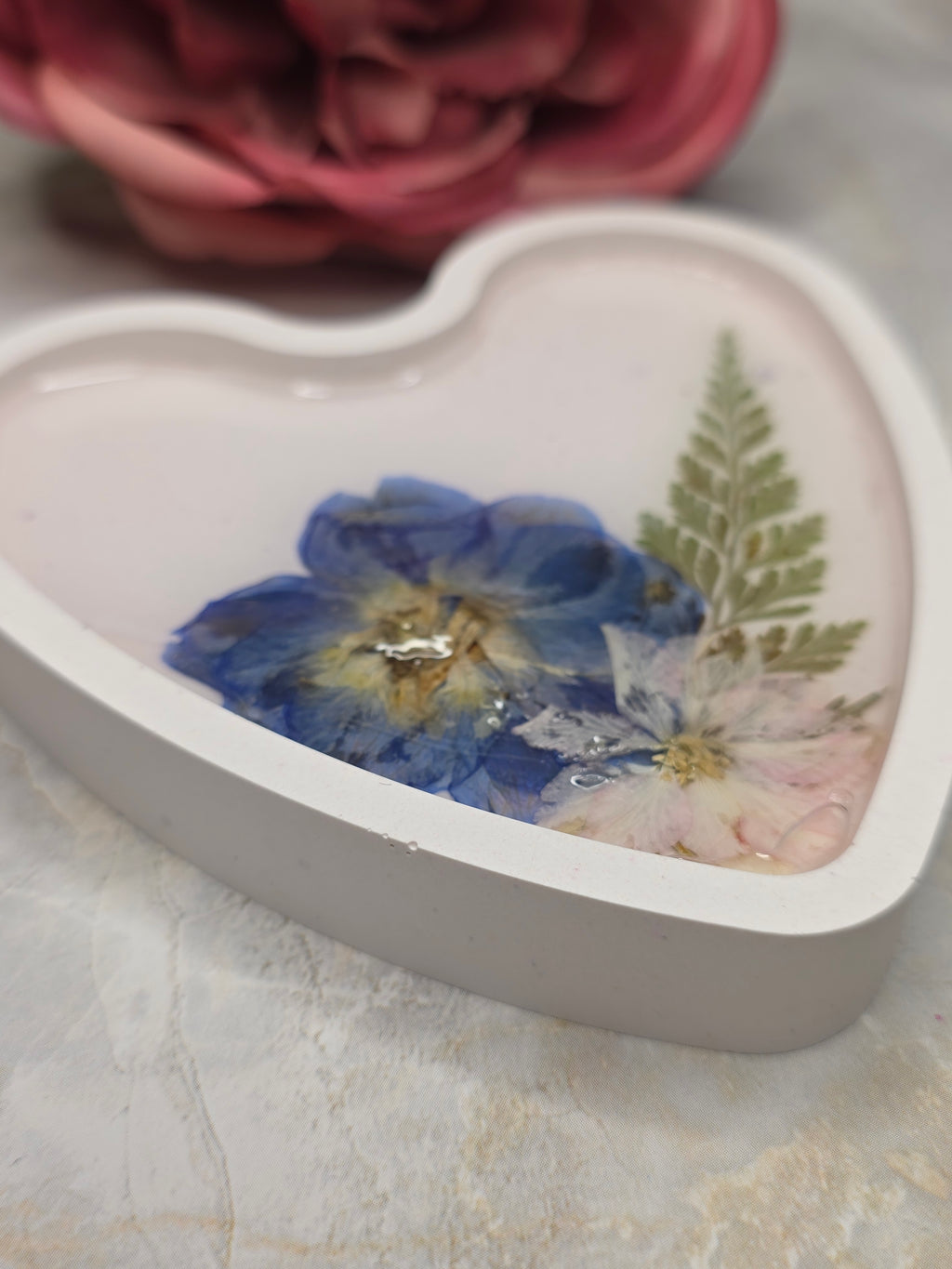 Pressed Flower Heart Trinket Tray | Eco Resin