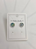 Iridescent Teal Druzy Stud Earrings