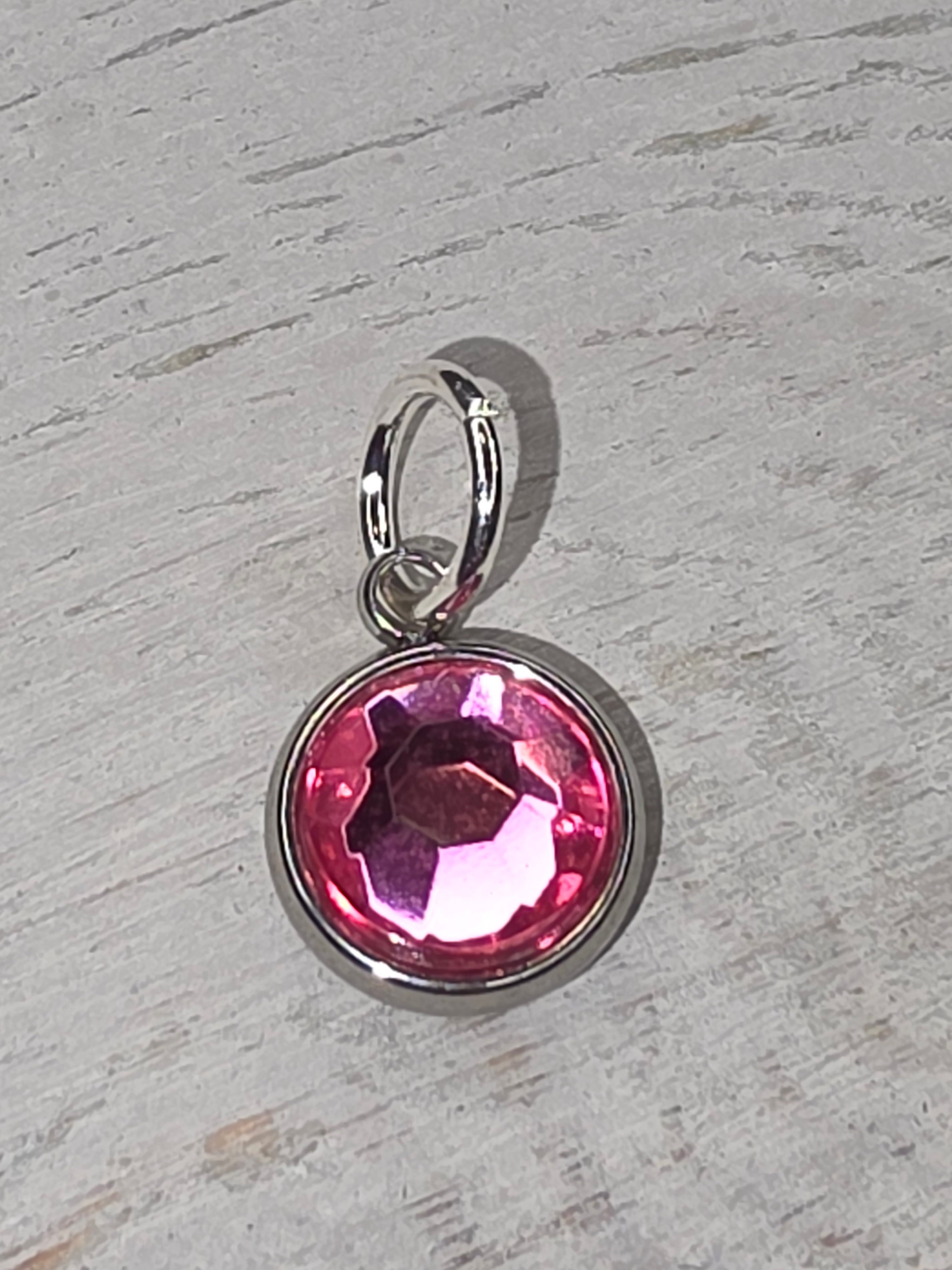 Large Silver Gemstone Charm  | Assorted Colors
