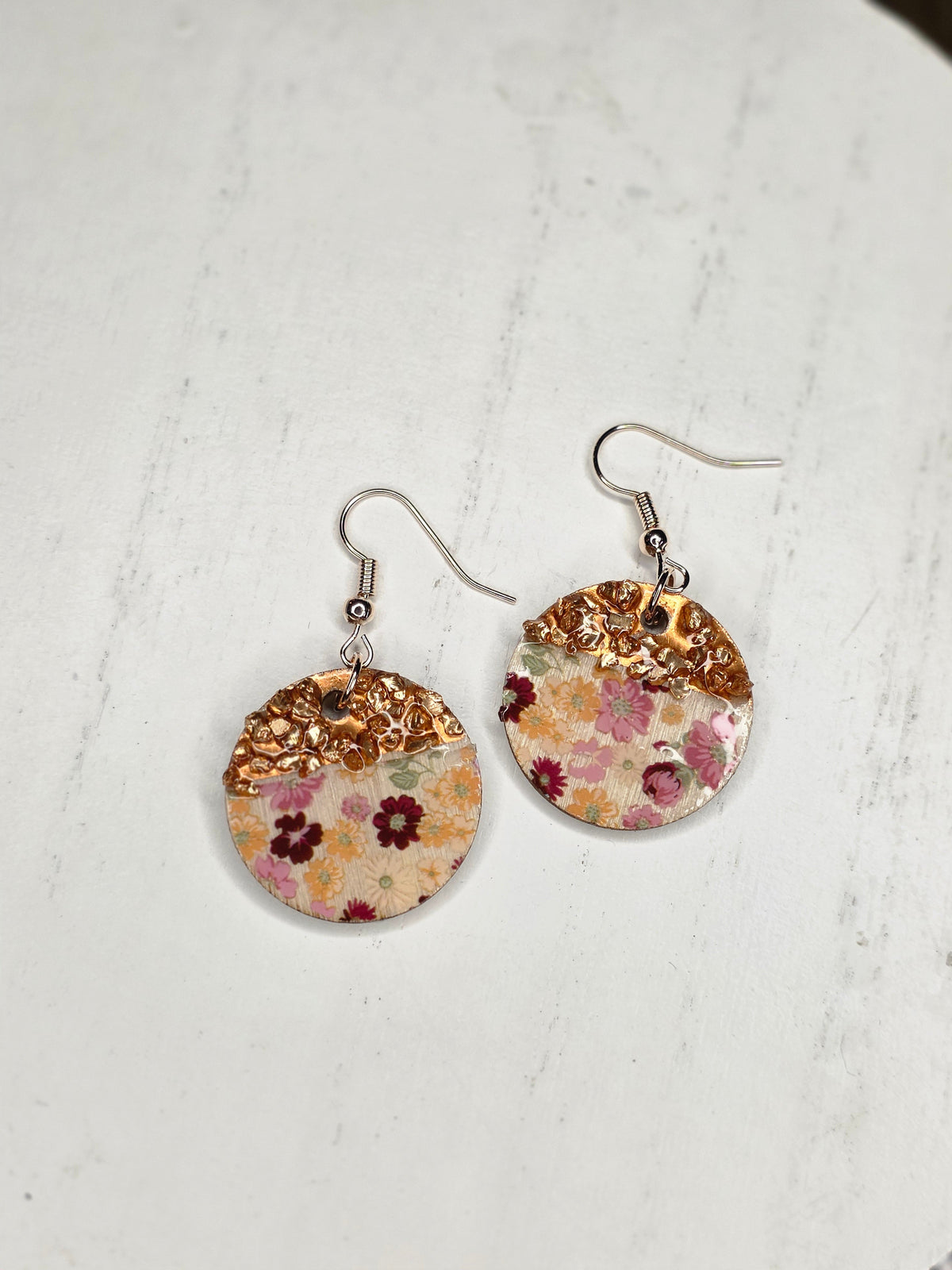 Gold Floral Resin Earrings