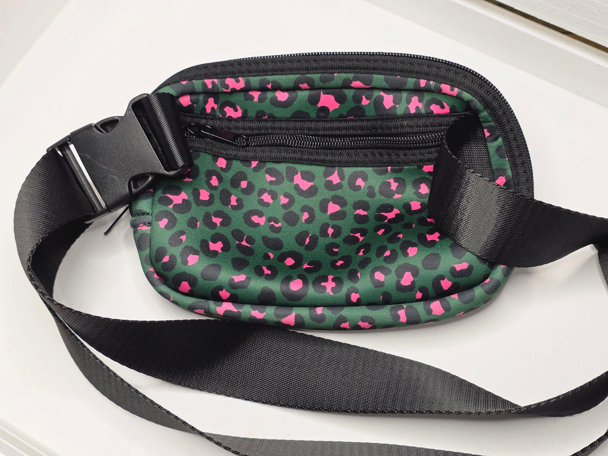 Green Leopard Charm Crossbody Bag