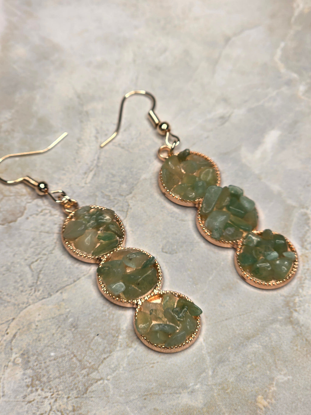 Triple Aventurine Drop Earrings