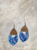 Tropical Palm Leaf Wood & Resin Earrings