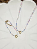 Purple Pastel Beaded Matching Necklace & Bracelet Set