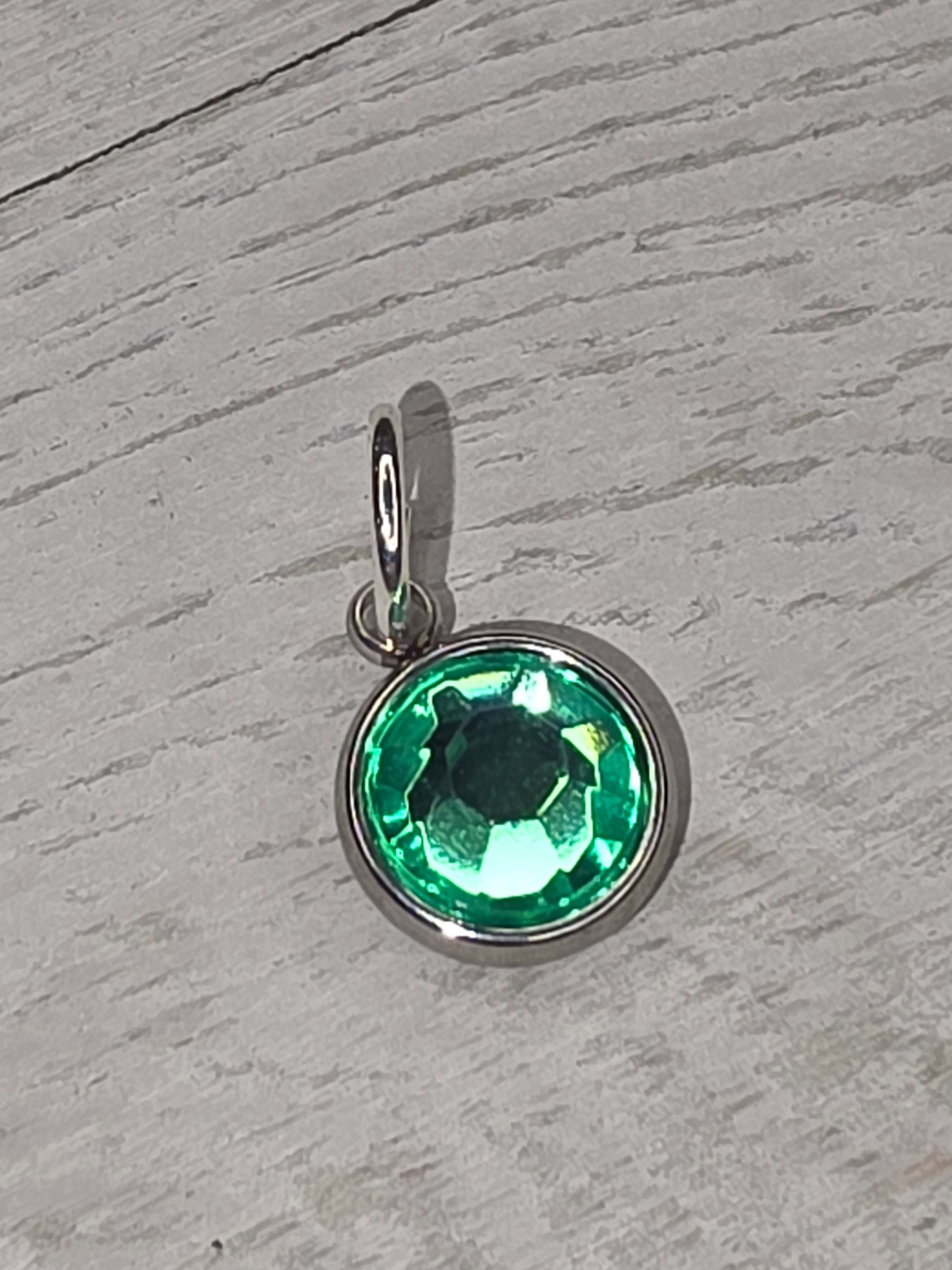 Large Silver Gemstone Charm  | Assorted Colors