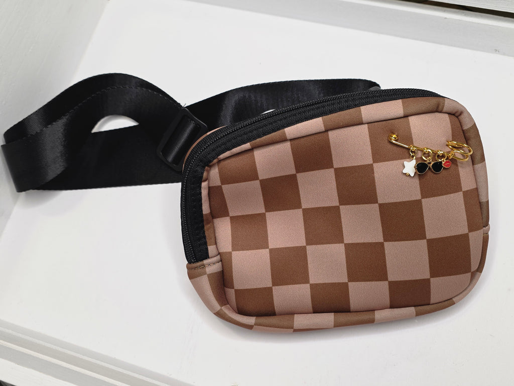 Checkered Charm Crossbody Bag