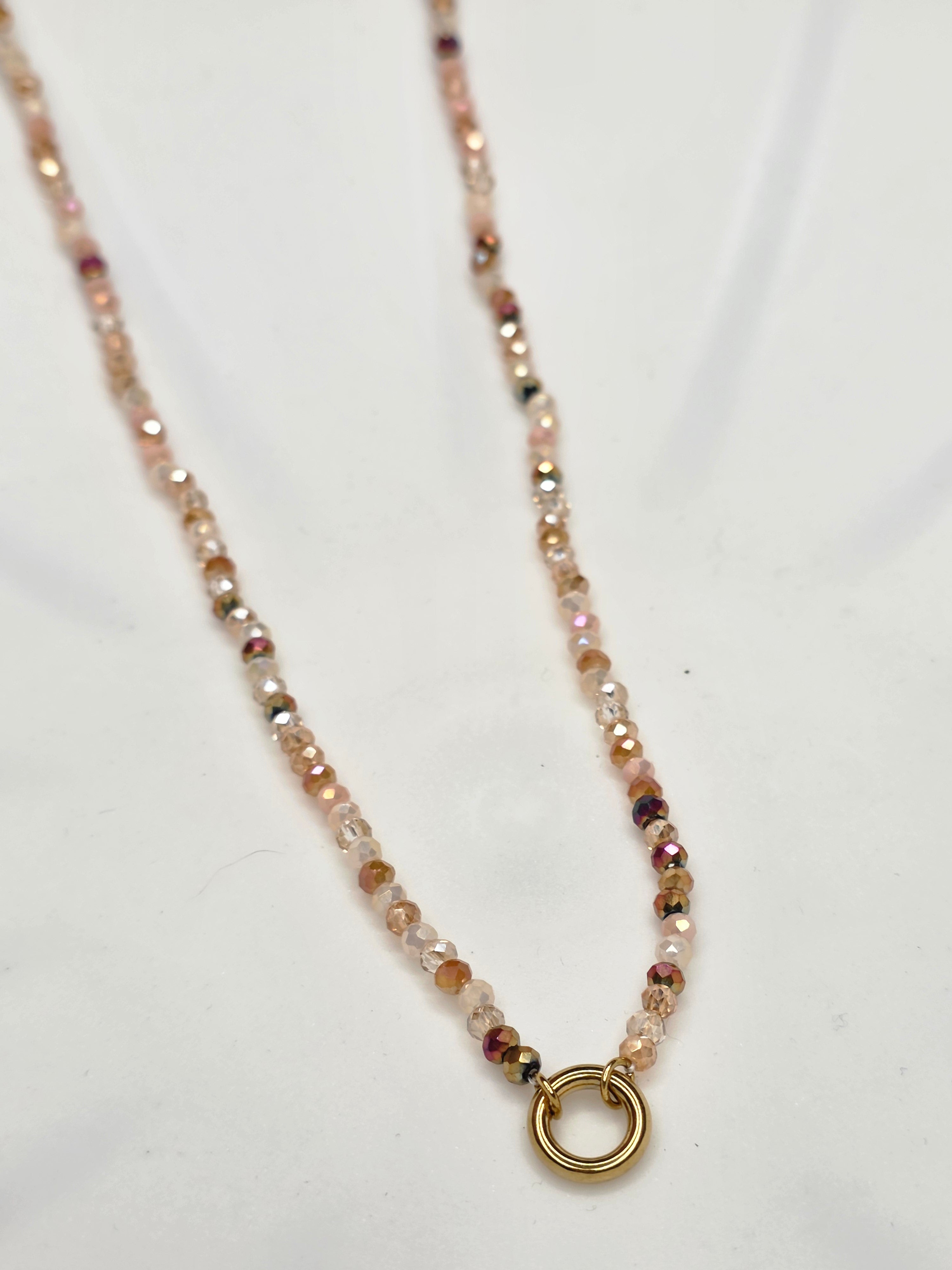 Brown Beaded Matching Charm Necklace and Bracelet Set