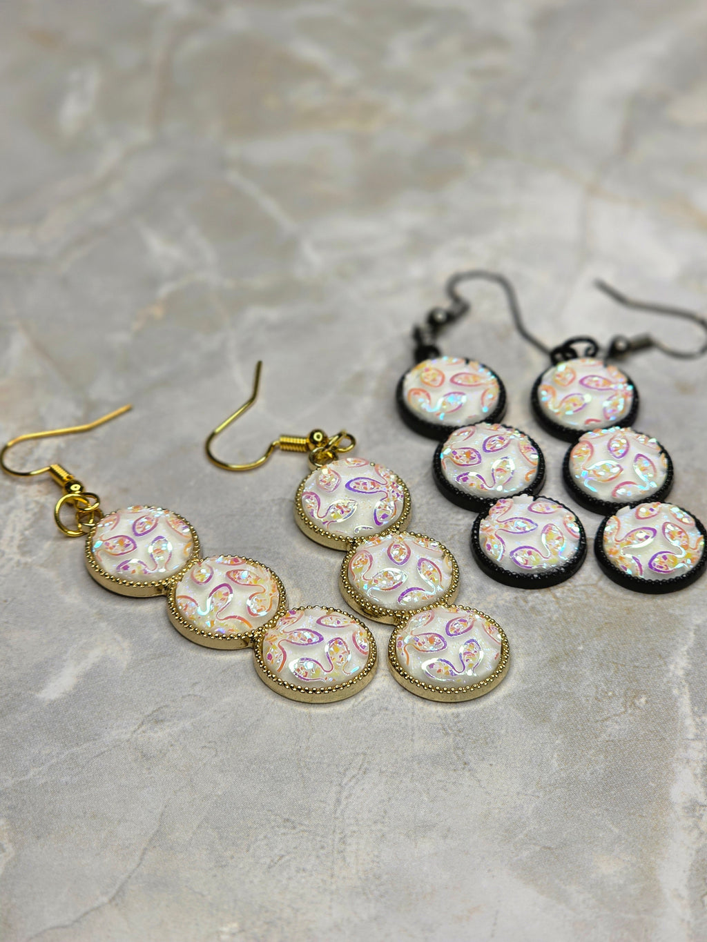 Iridescent Triple Drop Earrings