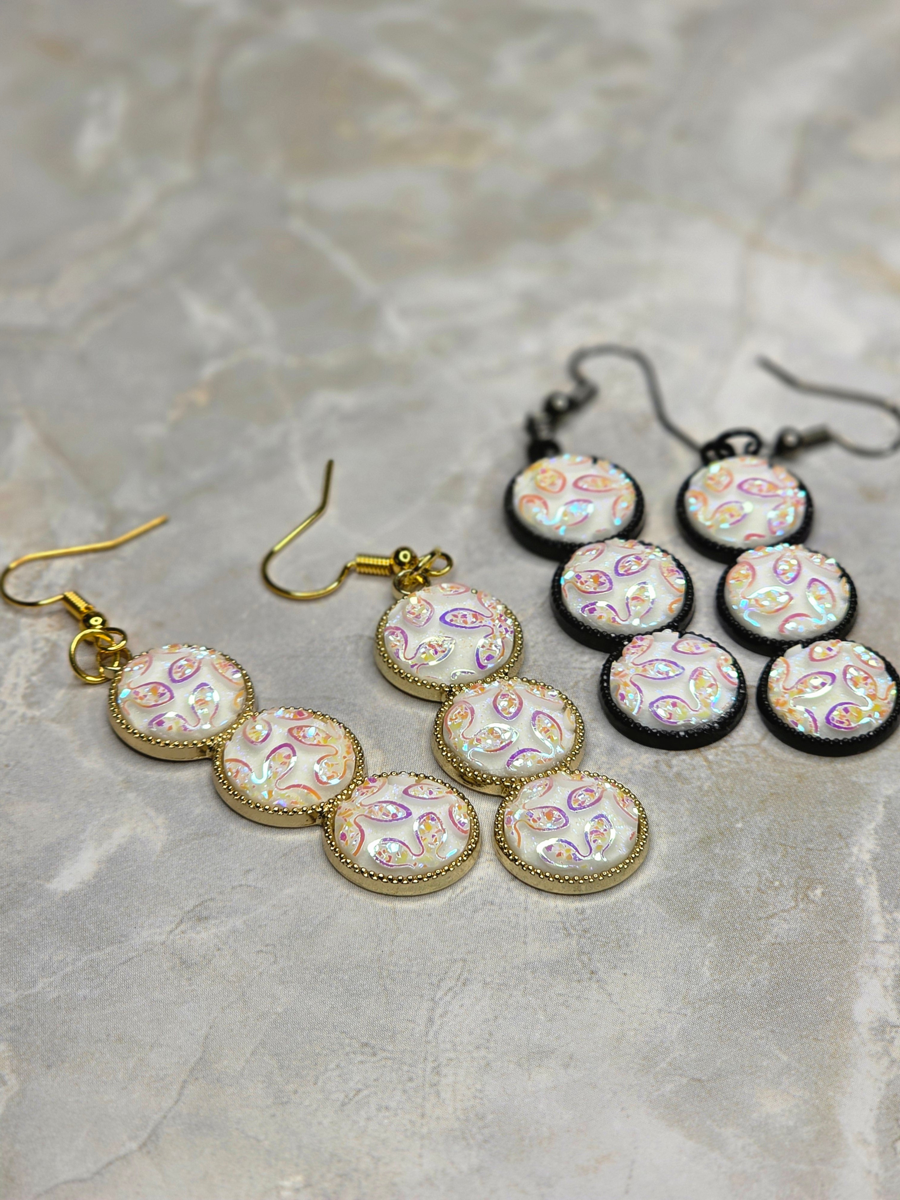 Iridescent Triple Drop Earrings