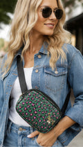 Green Leopard Charm Crossbody Bag