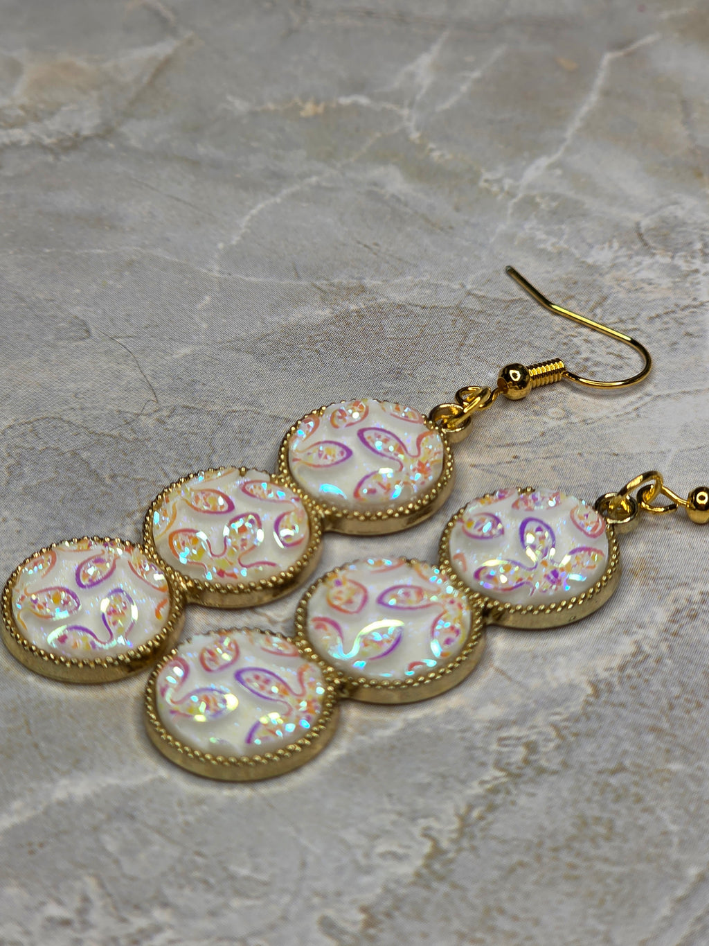 Iridescent Triple Drop Earrings