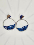 Ocean Wave Wood & Resin Hoop Earrings