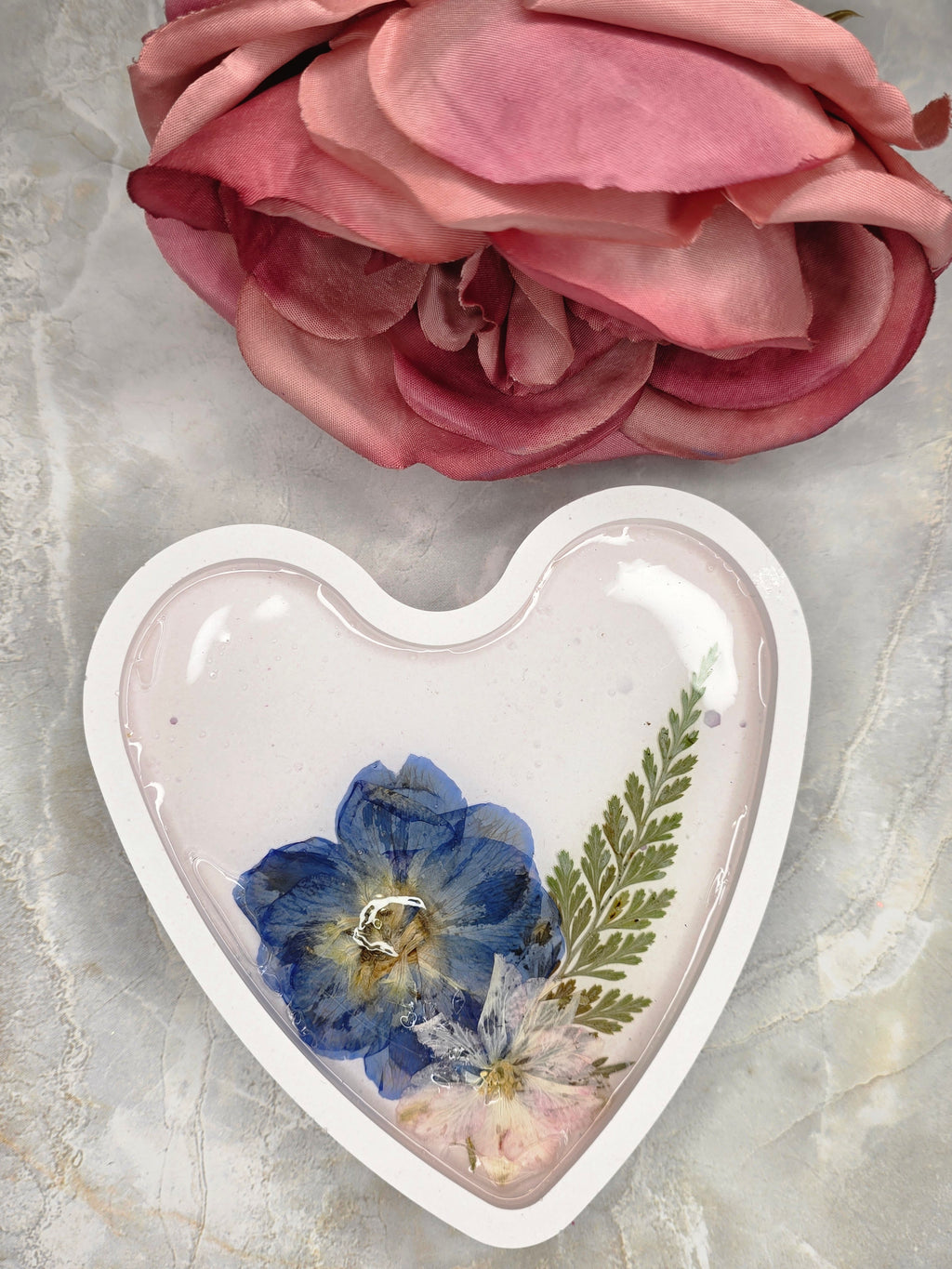 Pressed Flower Heart Trinket Tray | Eco Resin