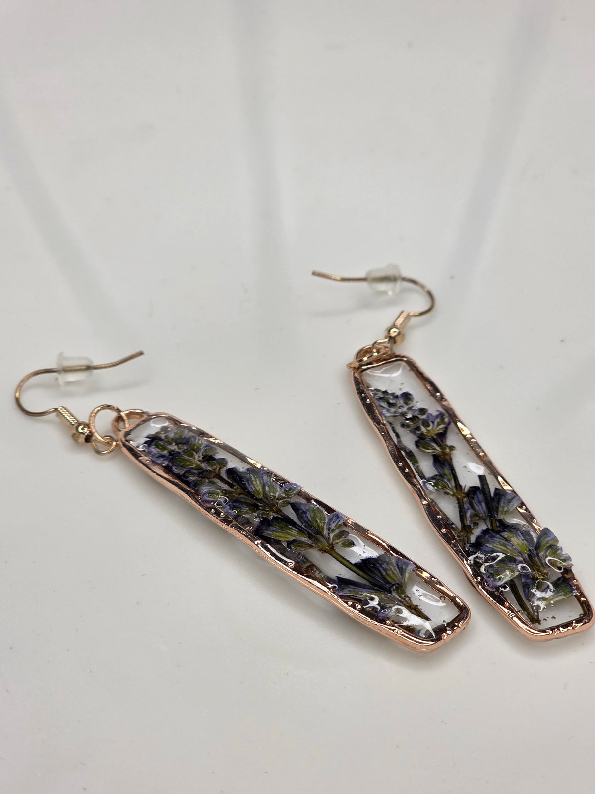 Pressed Lavender Resin Drop Earrings